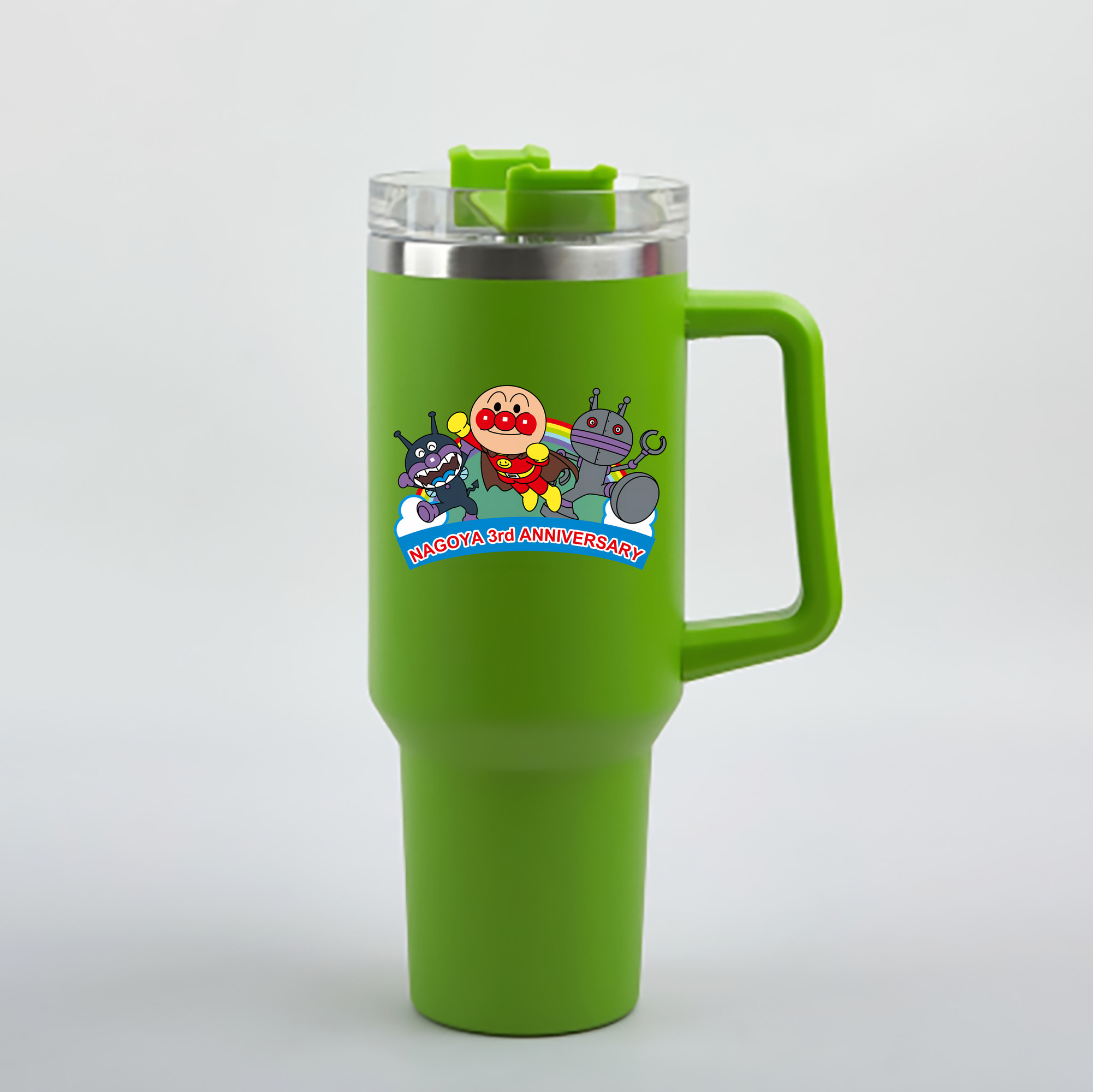 （画像用） アンパンマン Anpanman 1200mL車用タンブラー - クリスタルステッカー（プラスチックストロー付き）
